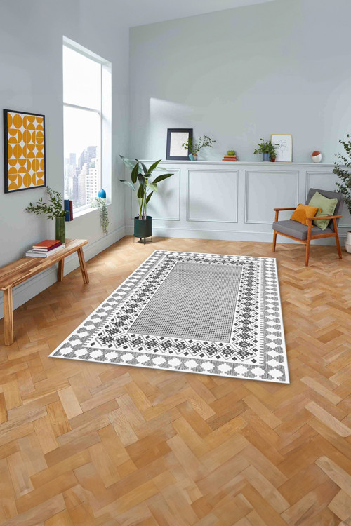 Dijital Baskılı Jüt Kilim Motifli Yıkanabilir Kaymaz Yolluk Mutfak Salon Halısı