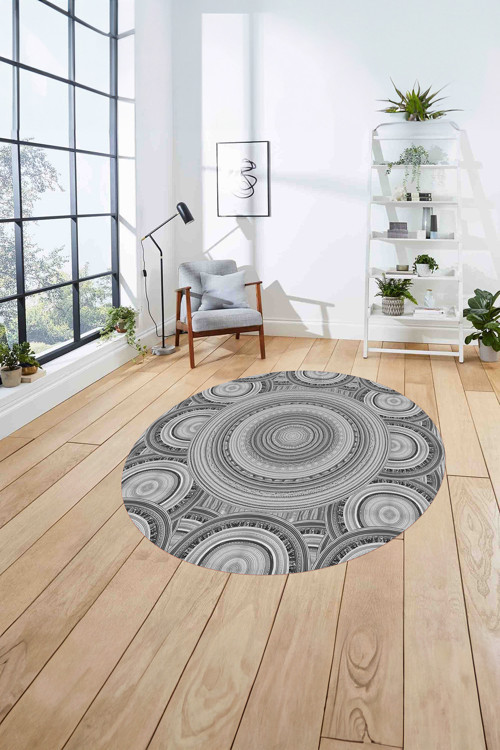 Dijital Baskılı Jüt Kilim Model Yıkanabilir Kaymaz Yuvarlak Mutfak Salon Halısı
