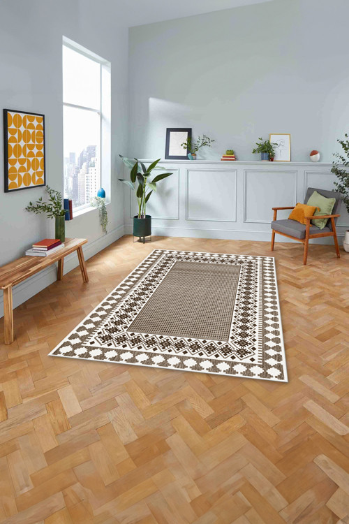 Dijital Baskılı Jüt Kilim Motifli Yıkanabilir Kaymaz Yolluk Mutfak Salon Halısı