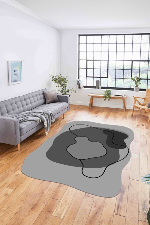 Baskılı Lazer Kesim Modern Yıkanabilir Kaymaz Taban Yolluk Mutfak Salon Halısı