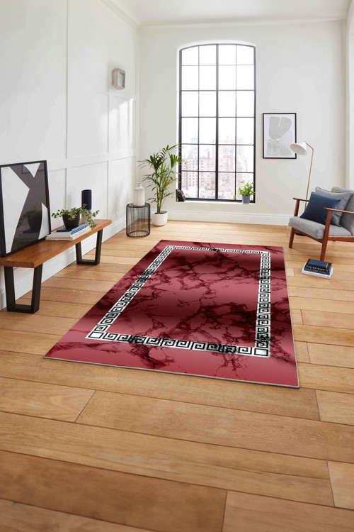 Baskılı Mermer Çerçeveli Model Kaymaz Taban Yıkanabilir Yolluk Mutfak Salon Halısı