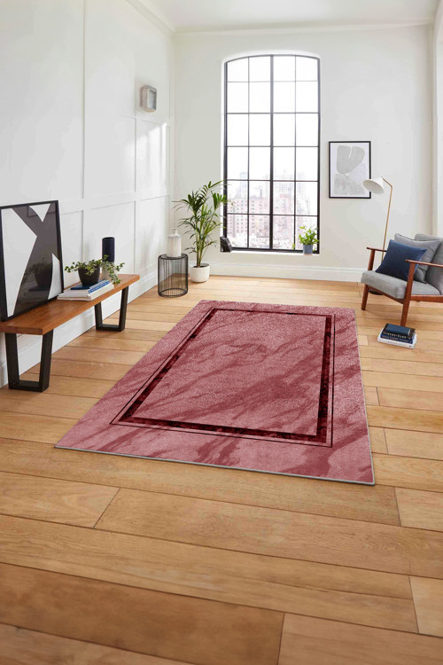 Baskılı Mermer Klasik Çerçeve Model Kaymaz Taban Yıkanabilir Yolluk Mutfak Salon Halısı