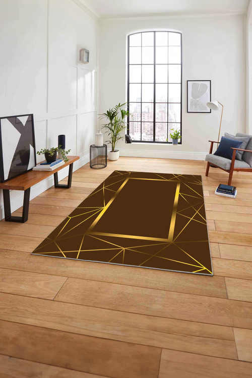 Baskılı Mermer Zigzag Desenli Kaymaz Taban Yıkanabilir Yolluk Mutfak Salon Halısı