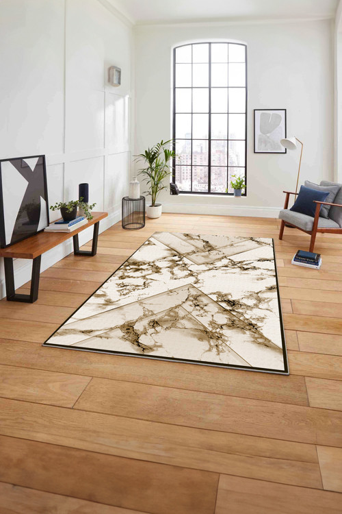 Dijital Baskılı Mermer Zemin Model Kaymaz Taban Yıkanabilir Yolluk Mutfak Salon Halısı