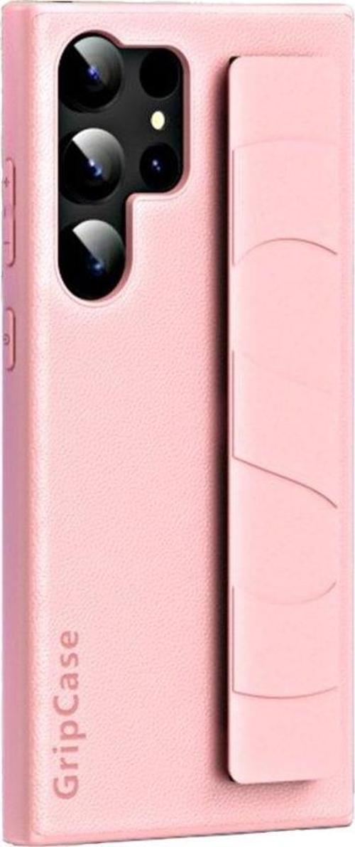 Samsung Galaxy S24 Ultra Uyumlu Premium Case Parmak Askılı Telefon Kılıfı Pembe