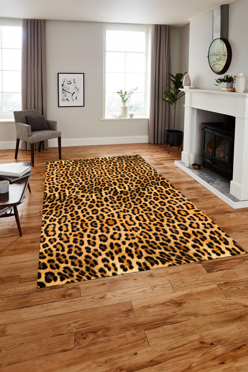 Baskılı Modern Leopar Model Yıkanabilir Kaymaz Taban Yolluk Mutfak Salon Halısı