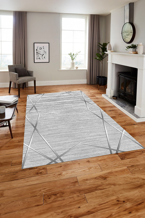 Baskılı Modern Zigzag Çizgili Yıkanabilir Kaymaz Taban Yolluk Mutfak Salon Halısı