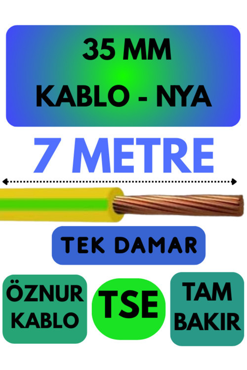 Öznur 35 MM NYA Kablo Metre Seçenekli (Sarı-Yeşil) 7 METRE