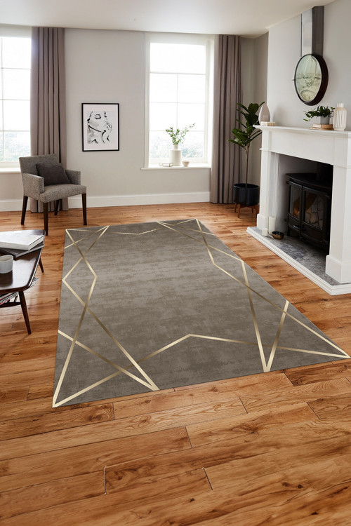 Baskılı Modern Zigzag Çizgili Yıkanabilir Kaymaz Taban Yolluk Mutfak Salon Halısı