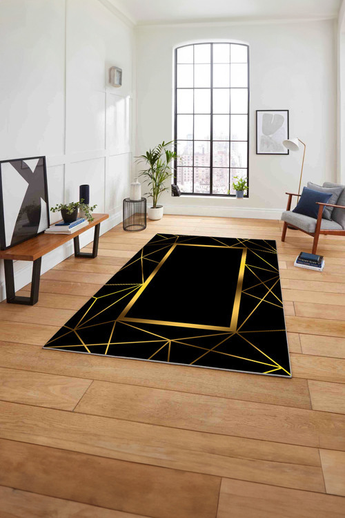 Baskılı Mermer Zigzag Desenli Kaymaz Taban Yıkanabilir Yolluk Mutfak Salon Halısı