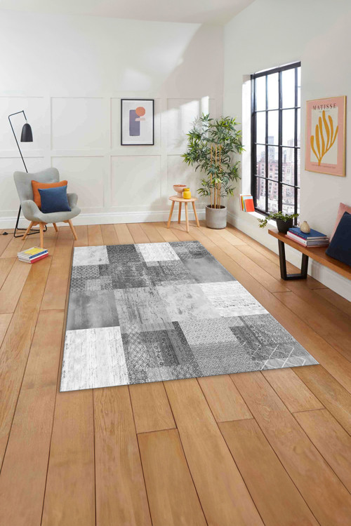 Baskılı Patchwork Dekoratif Yıkanabilir Kaymaz Taban Yolluk Mutfak Salon Halısı