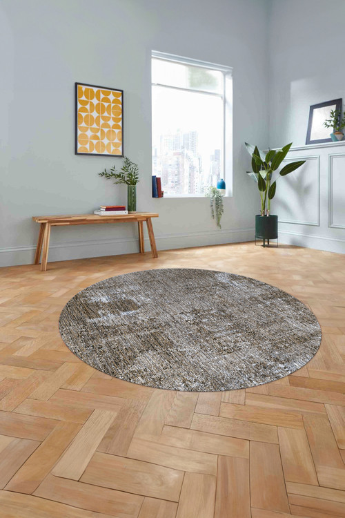 Dijital Sade Modern Dekoratif Yıkanabilir Kaymaz Taban Yuvarlak Mutfak Salon Halısı
