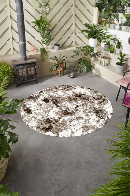Dijital Baskılı Modern Motif Yıkanabilir Kaymaz Taban Yuvarlak Mutfak Salon Halısı
