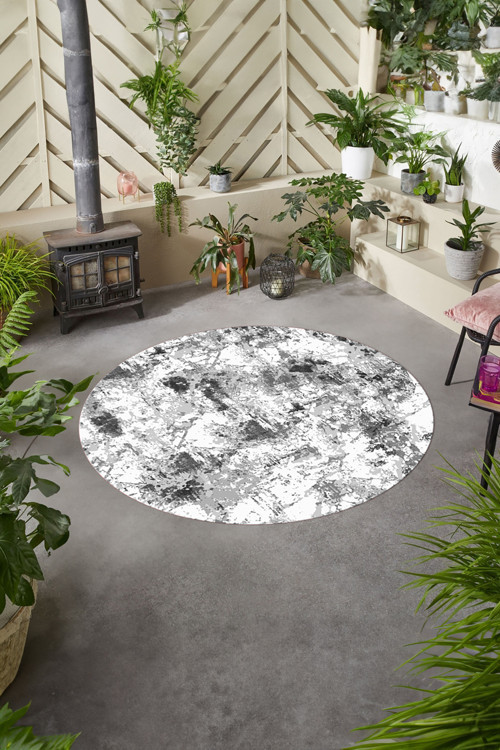 Dijital Baskılı Modern Motif Yıkanabilir Kaymaz Taban Yuvarlak Mutfak Salon Halısı