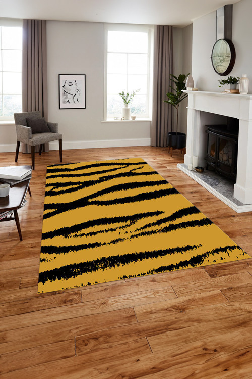 Baskılı Modern Leopar Desenli Yıkanabilir Kaymaz Taban Yolluk Mutfak Salon Halısı