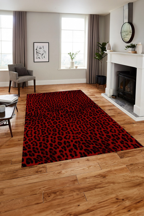 Baskılı Modern Leopar Model Yıkanabilir Kaymaz Taban Yolluk Mutfak Salon Halısı