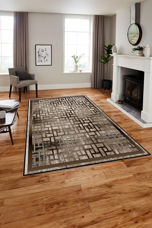 Baskılı Modern Mermer Çerçeve Model Yıkanabilir Kaymaz Taban Yolluk Mutfak Salon Halısı