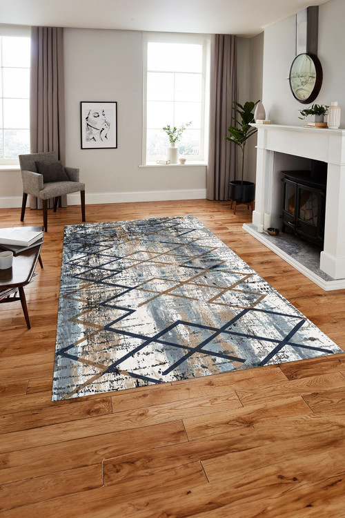 Baskılı Modern Çizgili Desen Yıkanabilir Kaymaz Taban Yolluk Mutfak Salon Halısı