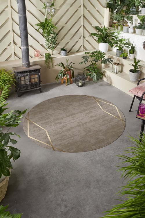 Baskılı Modern Zigzag Çizgili Yıkanabilir Kaymaz Taban Yuvarlak Mutfak Salon Halısı