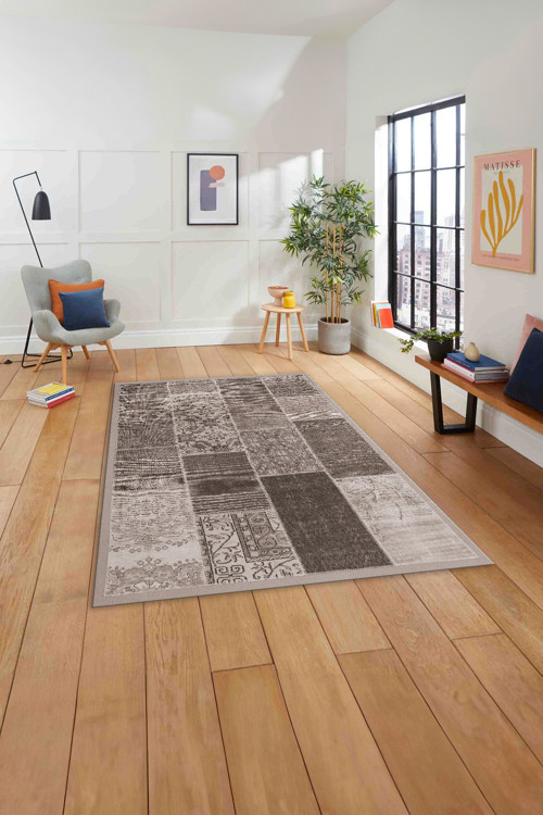 Baskılı Patchwork Otantik Model Yıkanabilir Kaymaz Taban Yolluk Mutfak Salon Halısı