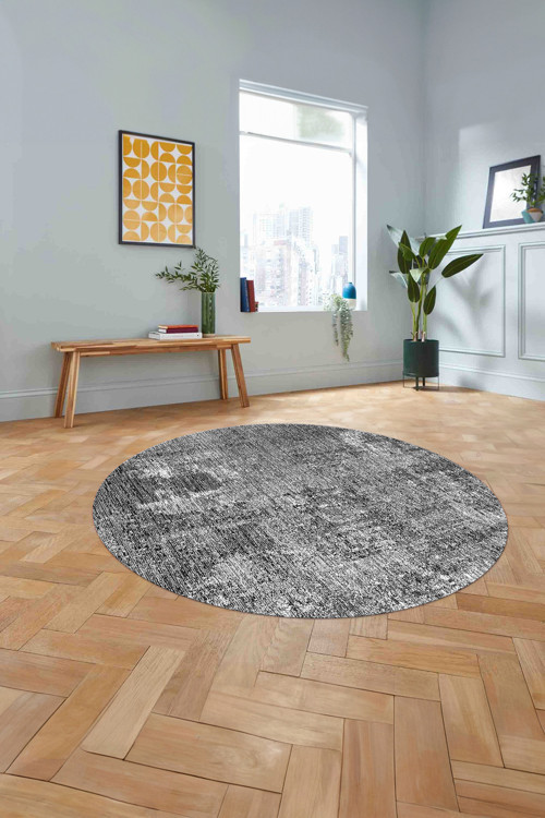 Dijital Sade Modern Dekoratif Yıkanabilir Kaymaz Taban Yuvarlak Mutfak Salon Halısı