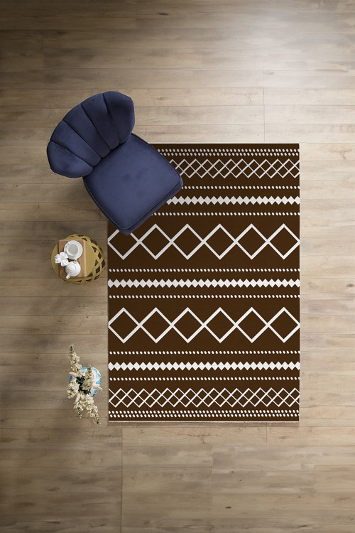 Dijital Baskılı Sade Kilim Motifli Yıkanabilir Kaymaz Taban Yolluk Mutfak Salon Halısı