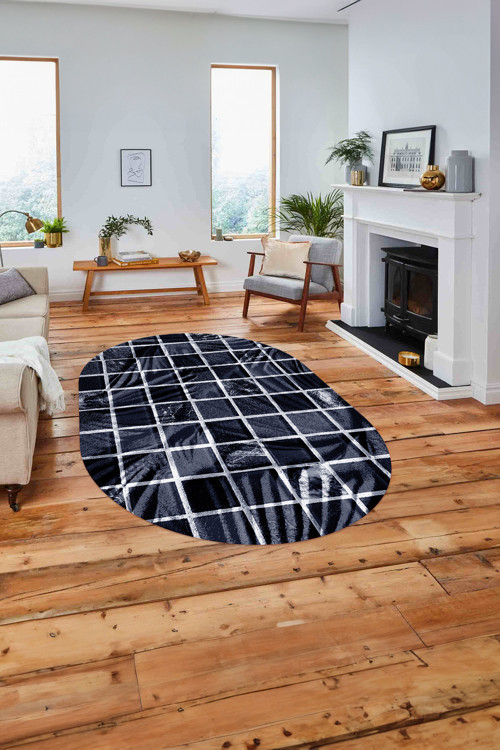 Baskılı Patchwork Leopar Desen Yıkanabilir Kaymaz Oval Yolluk Mutfak Salon Halısı