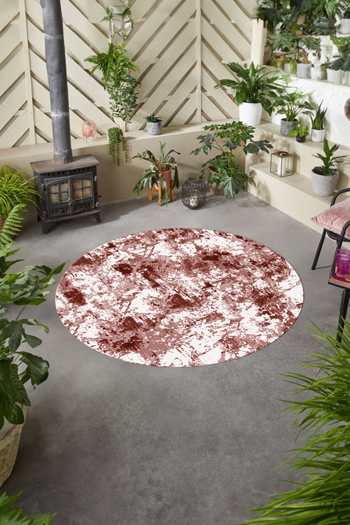 Dijital Baskılı Modern Motif Yıkanabilir Kaymaz Taban Yuvarlak Mutfak Salon Halısı