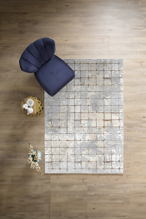 Dijital Baskılı Sade Kare Desenli Yıkanabilir Kaymaz Taban Yolluk Mutfak Salon Halısı