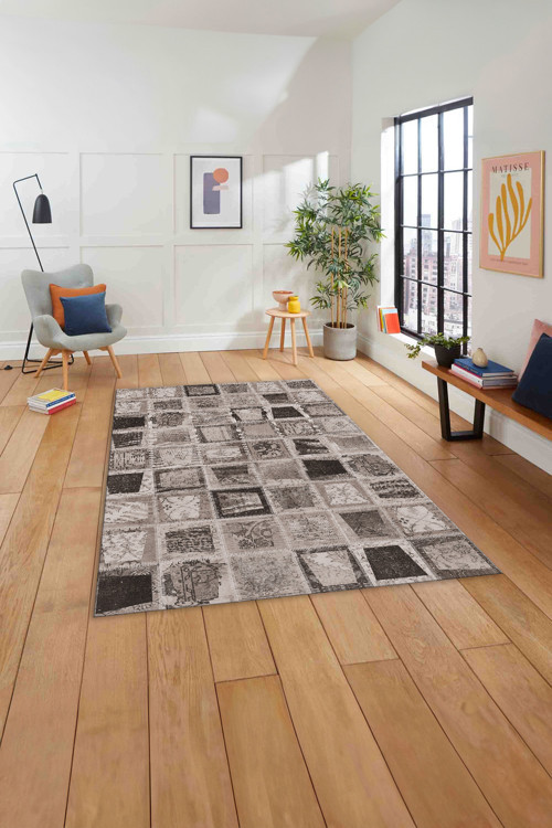 Baskılı Patchwork Yama Modeli Yıkanabilir Kaymaz Taban Yolluk Mutfak Salon Halısı