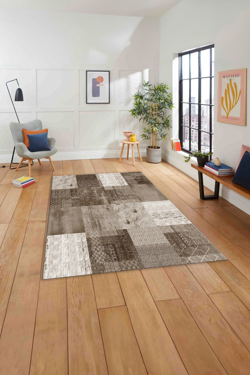 Baskılı Patchwork Dekoratif Yıkanabilir Kaymaz Taban Yolluk Mutfak Salon Halısı