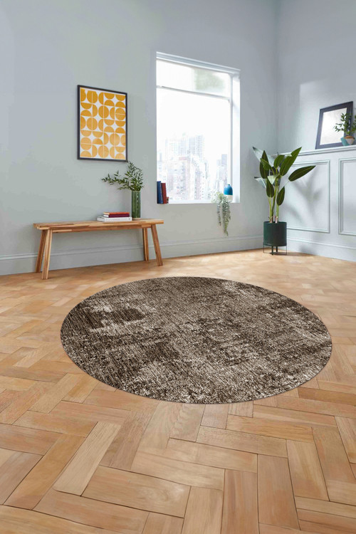 Dijital Sade Modern Dekoratif Yıkanabilir Kaymaz Taban Yuvarlak Mutfak Salon Halısı
