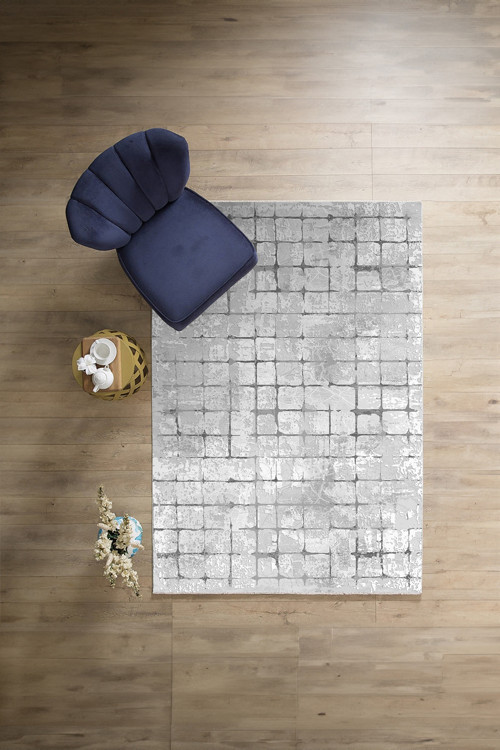 Dijital Baskılı Sade Kare Desenli Yıkanabilir Kaymaz Taban Yolluk Mutfak Salon Halısı