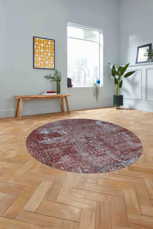 Dijital Sade Modern Dekoratif Yıkanabilir Kaymaz Taban Yuvarlak Mutfak Salon Halısı