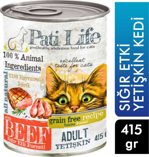 Yüksek Proteinli Sığır Etli Kedi Konserve 415 gr 24 Adet