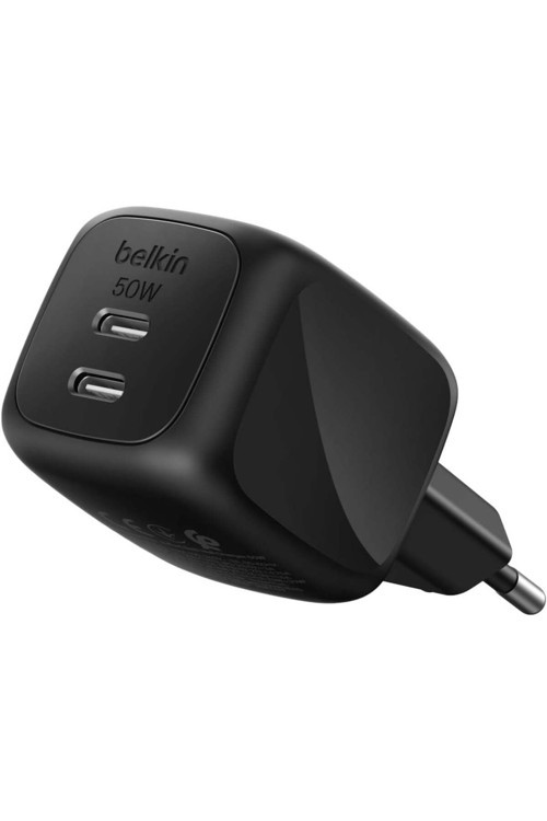 BoostCharge Pro 2 Bağlantı Noktalı USB-C GaN Şarj Cihazı 50 W, 2x USB-C, Siyah