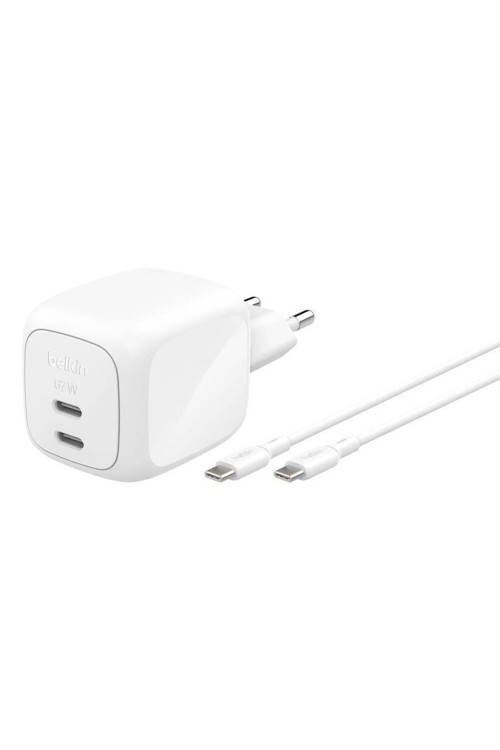 BoostCharge Pro 2 Portlu USB-C GaN Şarj Cihazı 67 W, 2M USB-C kablo dahil,Beyaz