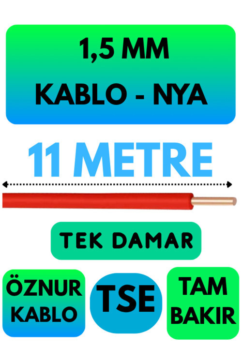 Öznur 1,5 MM NYA Kablo Metre Seçenekli (Kırmızı) 11 METRE