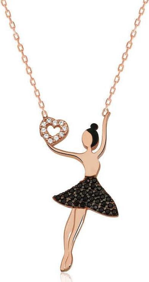 925 Ayar Gümüş Kalp Tutan Balerin Bayan Gümüş Kolye