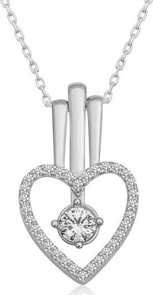 925 Ayar Gümüş Kalpli Tek Taş Kadın Gümüş Kolye