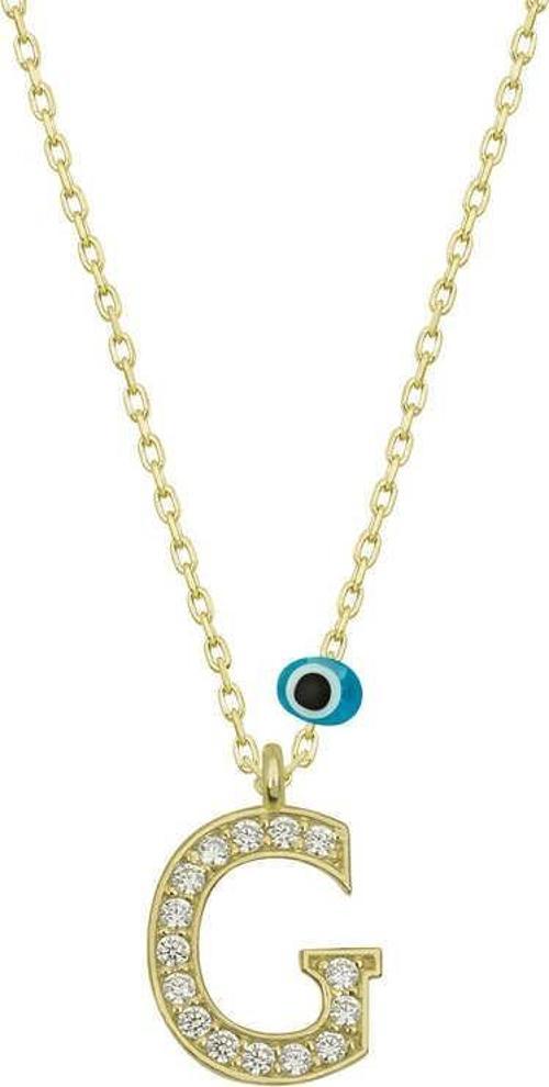 925 Ayar Gümüş Nazar G Harfi Kadın Kolye