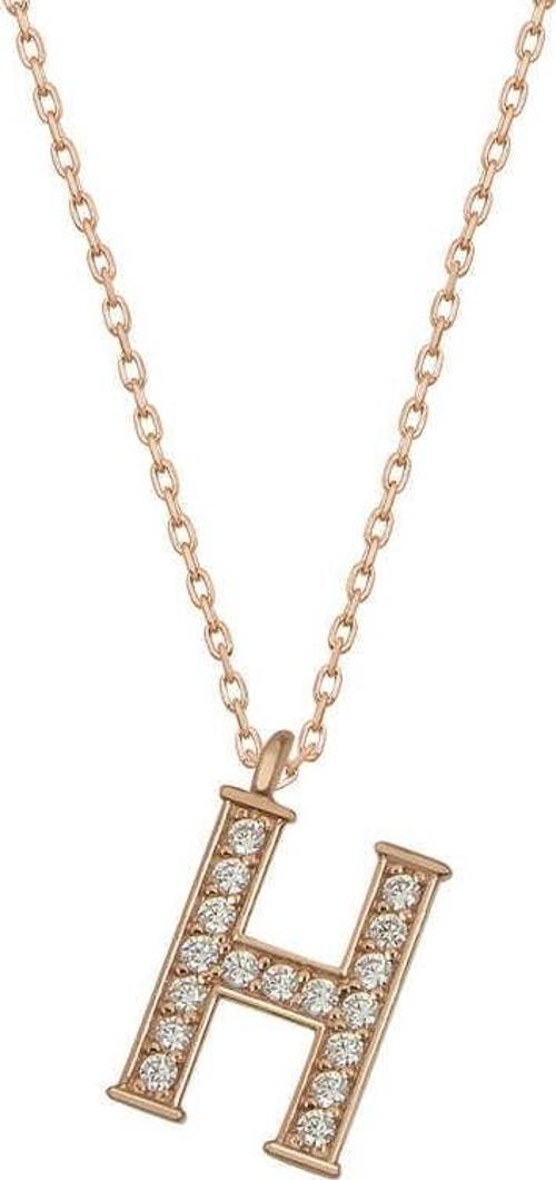 925 Ayar Gümüş Rose H Harfi Kadın Gümüş Kolye