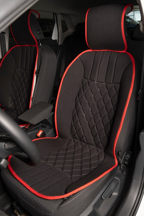 Audi A3 Hatchback Oto Koltuk Minderi Ön 2 Li Set Siyah Kırmızı Elegance FS