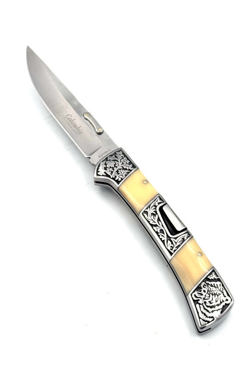 KAMP OUTDOOR COLUMBİA İŞLEMELİ ÇAKI 23,7 CM KEMER KLİPSLİ KİLİTLİ AĞIR ÜST DÜZEY KOLEKSİYONLUK