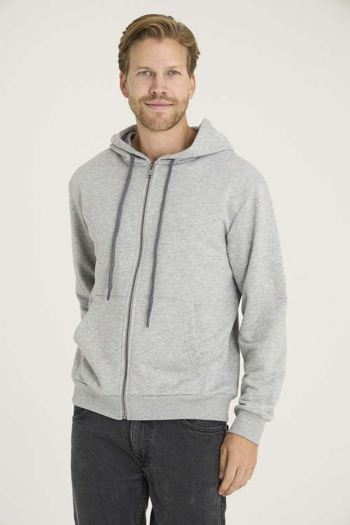 Unisex Relax Fit Rahat Kesim %100 Pamuklu İçi Şardonsuz Çift Cepli Fermuarlı Kapüşonlu Sweatshirt