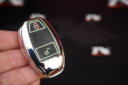 Mercedes Uyumlu Benz A B C S Class 2 Buton Metal Deri Fosforlu Anahtarlı (418803300) Mat Gri