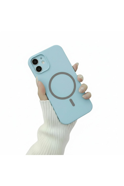 İphone 15 İle Uyumlu Magsafe İle Uyumlu Kablosuz Şarj Özellikli Kadife İç Yüzey Silikon Kılıf