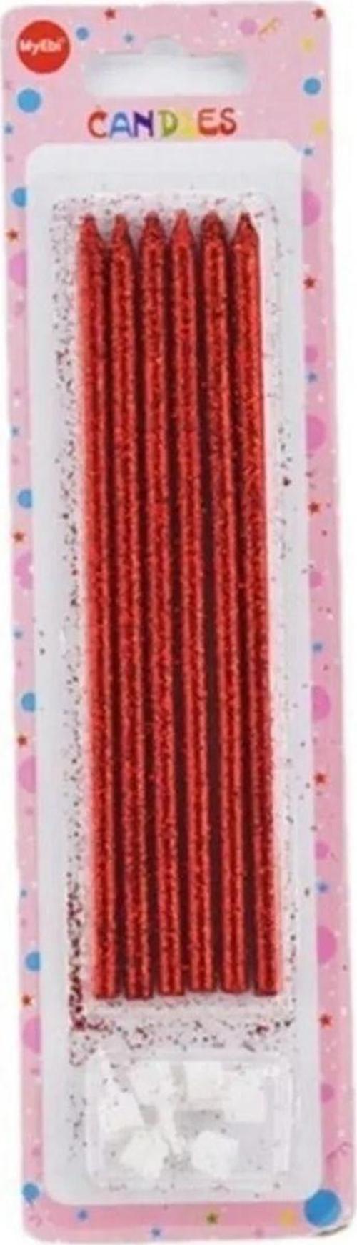 SİMLİ MUM 14CM KIRMIZI 6'LI SET