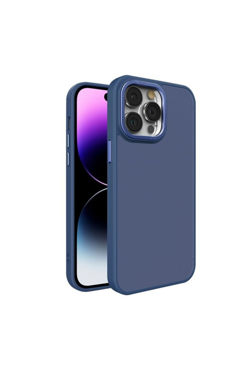 İphone 15 Pro Max İle Uyumlu Köşe Korumalı Buzlu Saydam Metal Koruma Çerçeveli Kamera Korumalı Kılıf