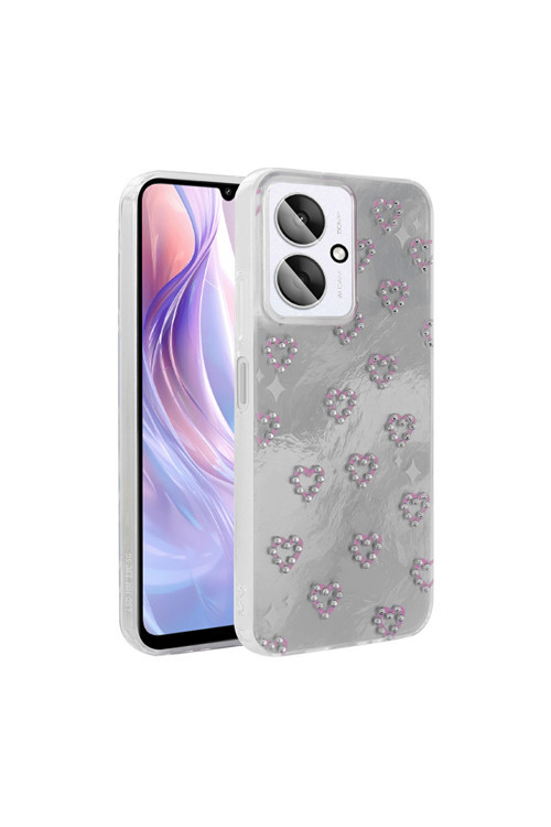 Poco C65 İle Uyumlu Figürlü Ponti Silikon Telefon Kılıfı Gümüş Kalp